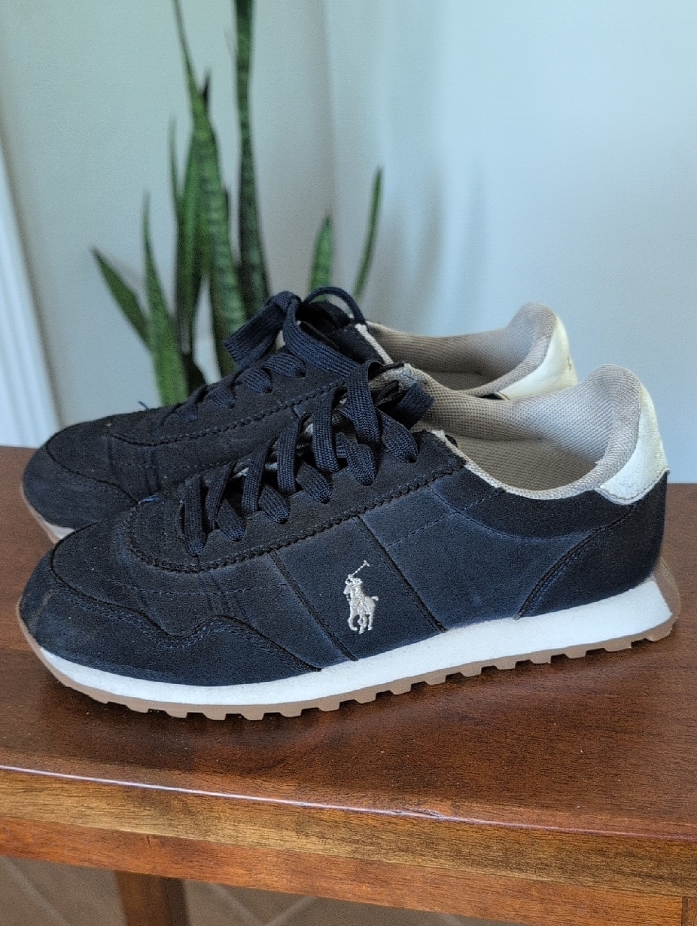 Polo by Ralph Lauren Kid Boys Blue Faux Suede Retro Sneakers Size 3